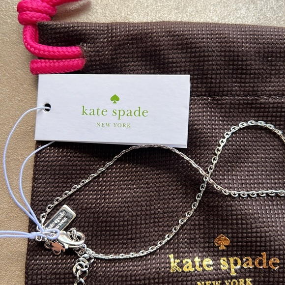 NWT Kate Spade Silver and Crystal Bow Necklace - Picture 3 of 5